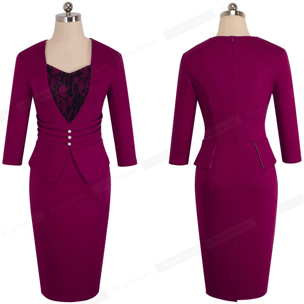Vintage Lace Sweet Heart-Neck Knee Length Bodycon Pencil Dress