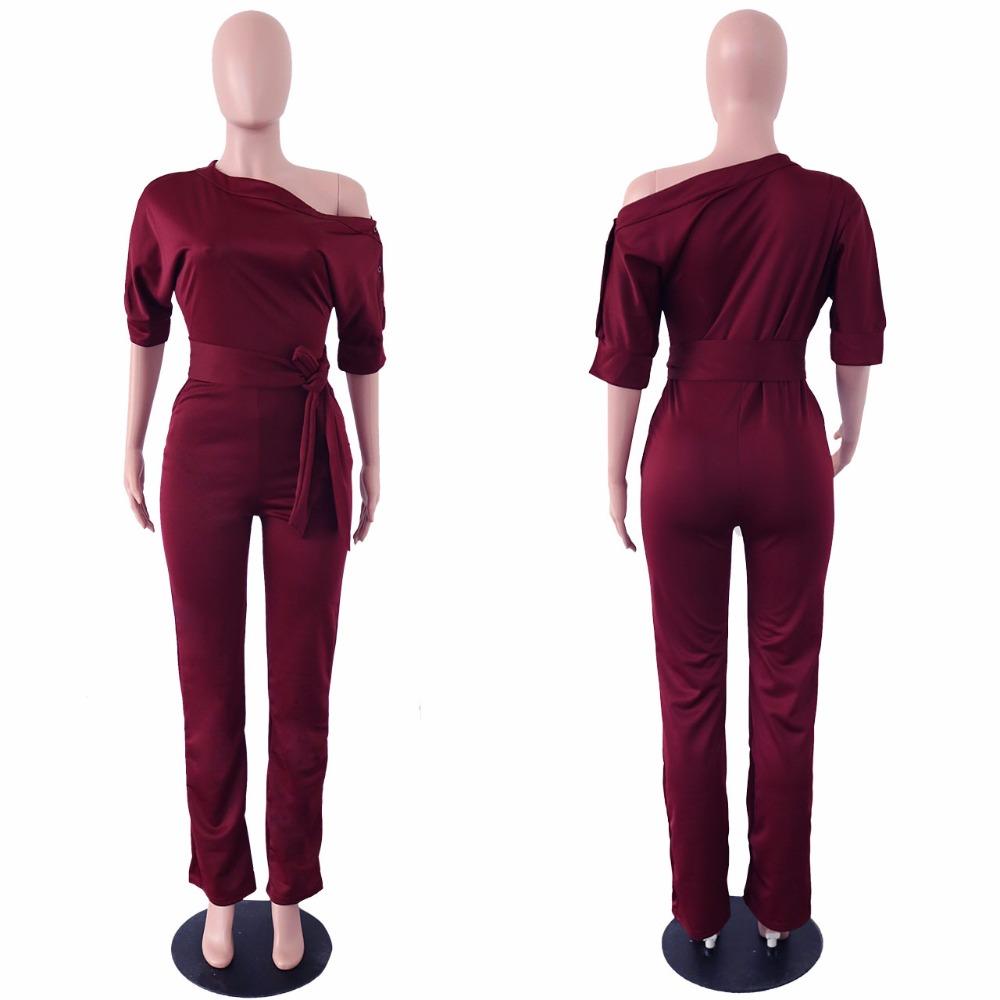 Slanted One Shoulder Wide Leg Jumpsuit