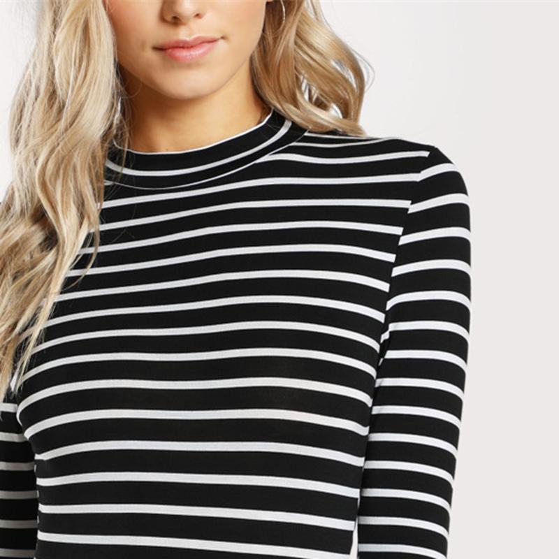 Mock Neck Striped Bodysuit