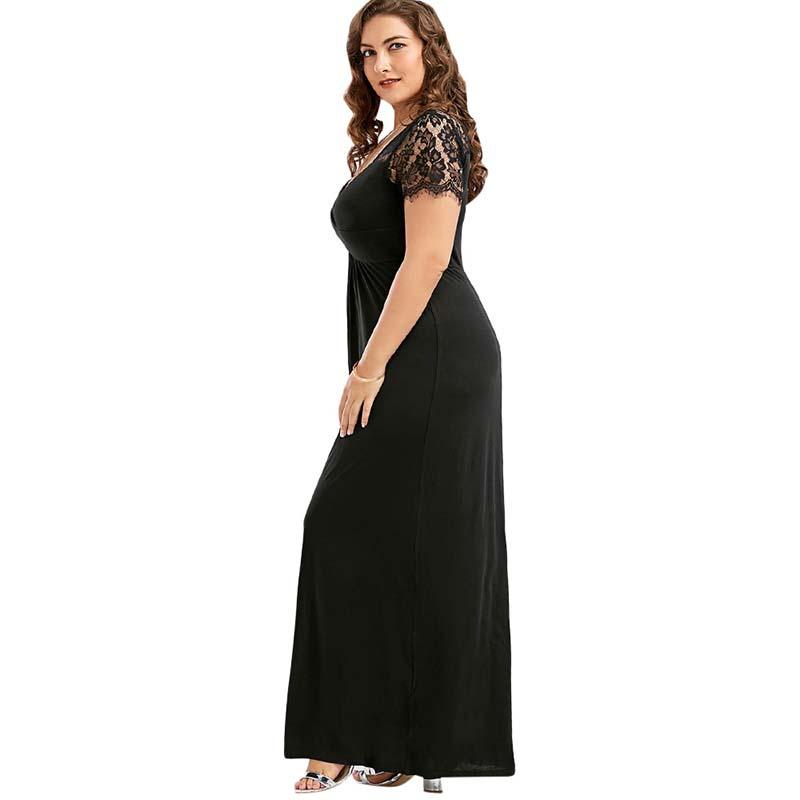 Plus Size Vintage Sexy Black Maxi  Dress