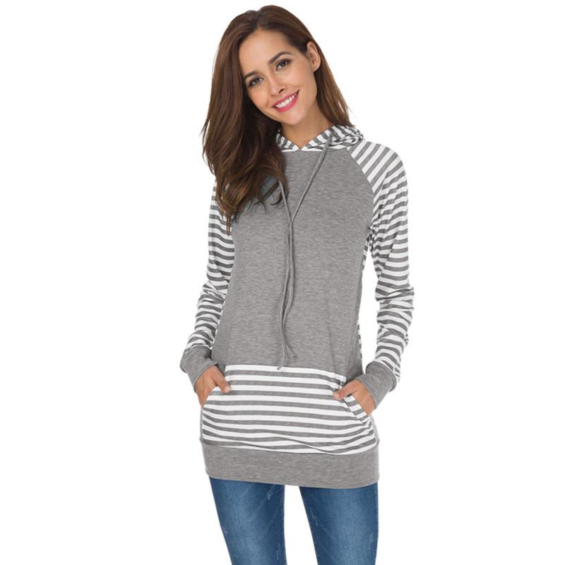 Patchwork Striped Gray Hoodie