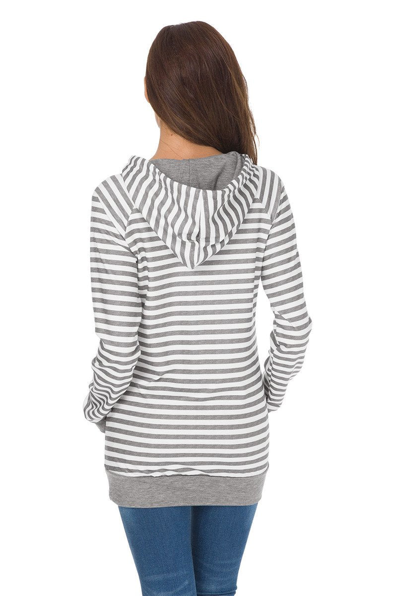 Patchwork Striped Gray Hoodie