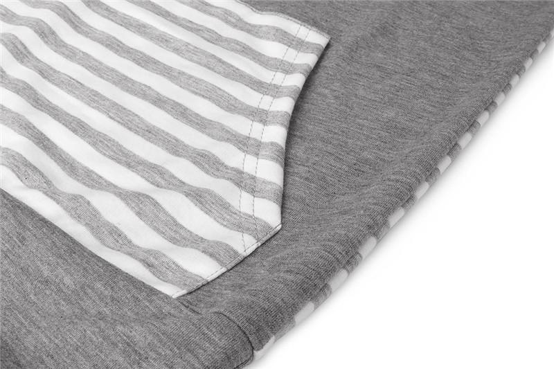 Patchwork Striped Gray Hoodie