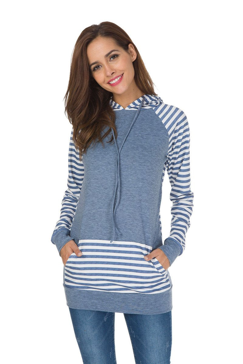 Patchwork Striped Gray Hoodie
