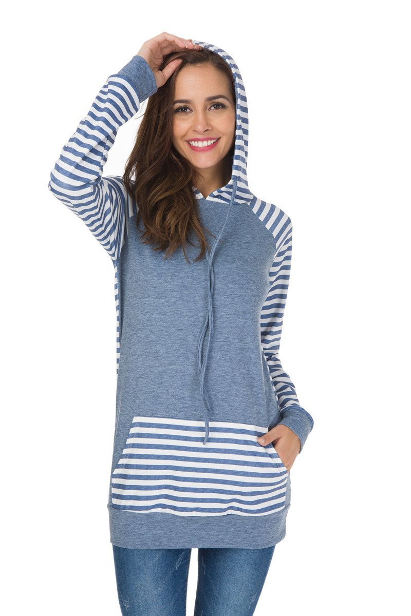 Patchwork Striped Gray Hoodie