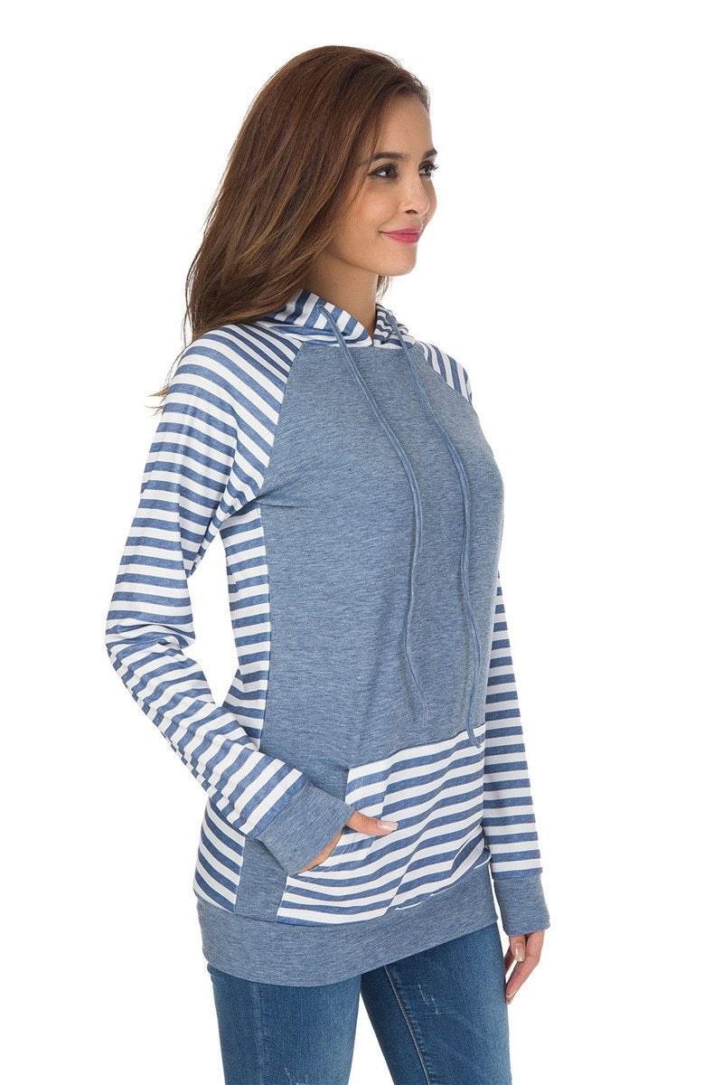 Patchwork Striped Gray Hoodie