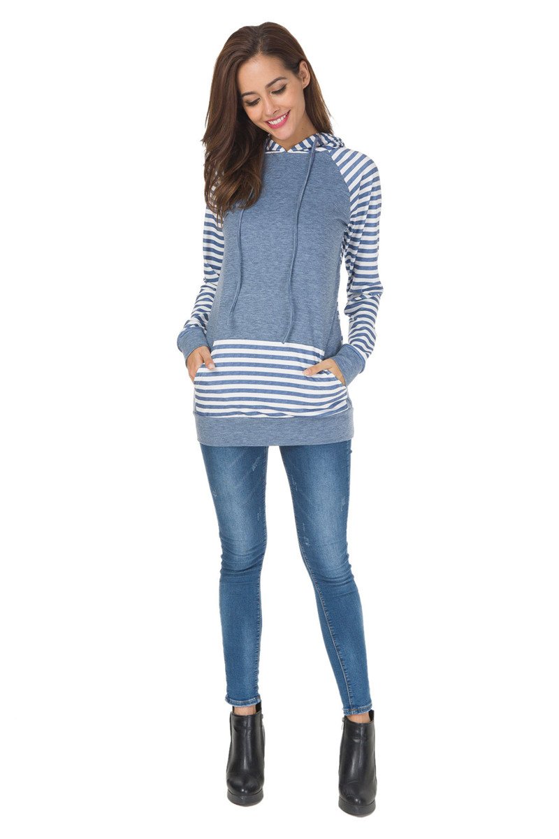 Patchwork Striped Gray Hoodie