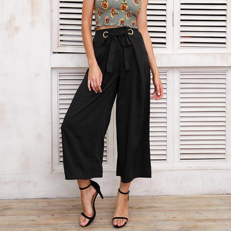 Loose Fit with Front Bow Tie Capri Pants