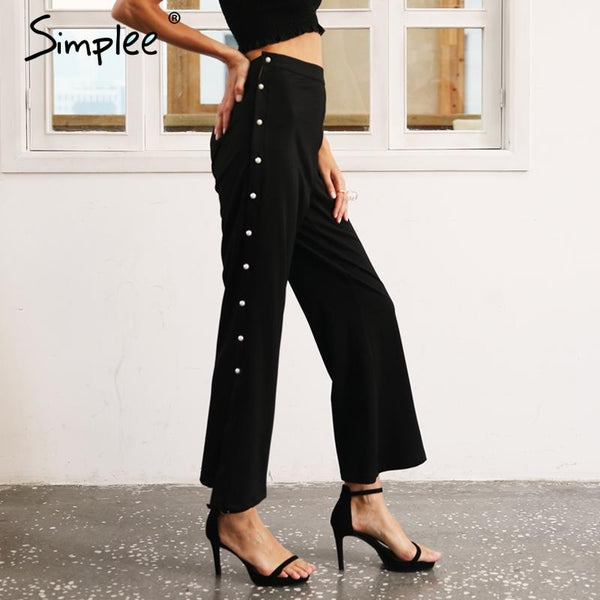 Pearl Studded Loose Fit Capri Pants