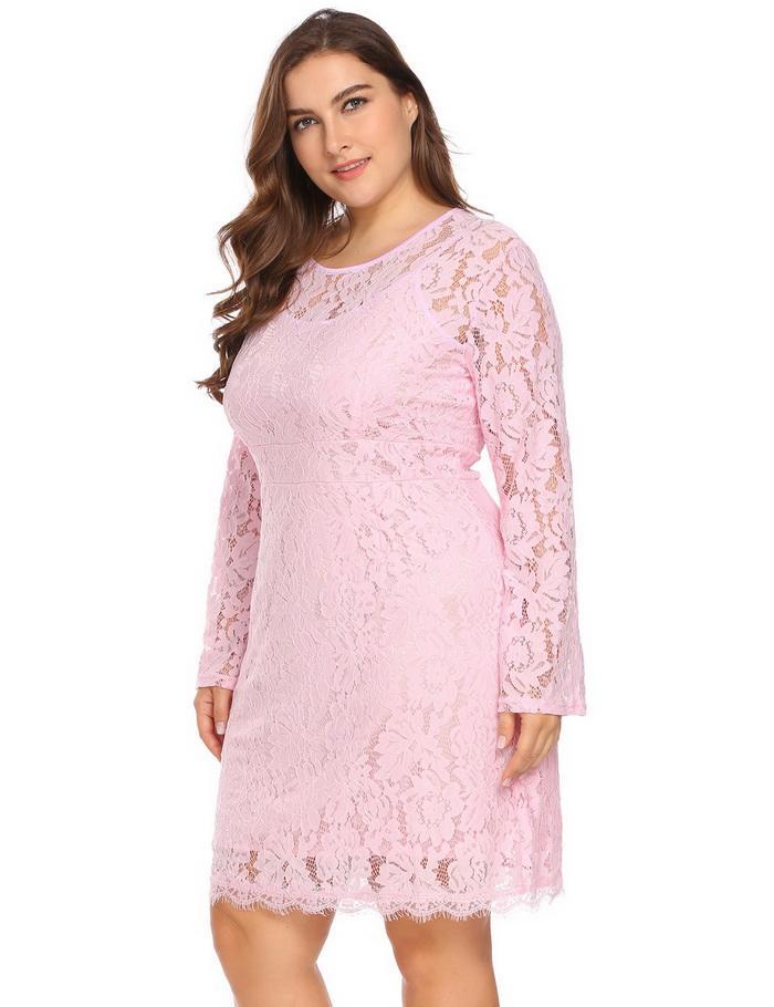 Elegant Flare Sleeve Floral Lace Sheath Dress