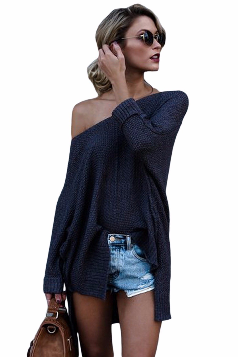 Loose High-Low Pullover Sweater