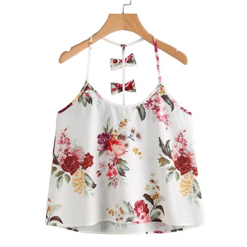 Halter Bow Embellished Y-Back Cami Top