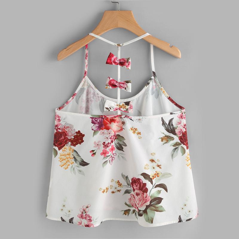 Halter Bow Embellished Y-Back Cami Top