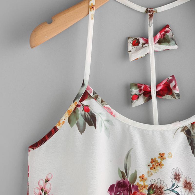 Halter Bow Embellished Y-Back Cami Top