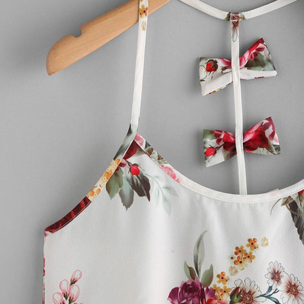 Halter Bow Embellished Y-Back Cami Top