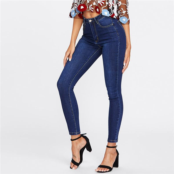 Dark Wash Skinny Button Fly Denim Jean