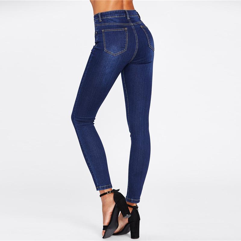 Dark Wash Skinny Button Fly Denim Jean