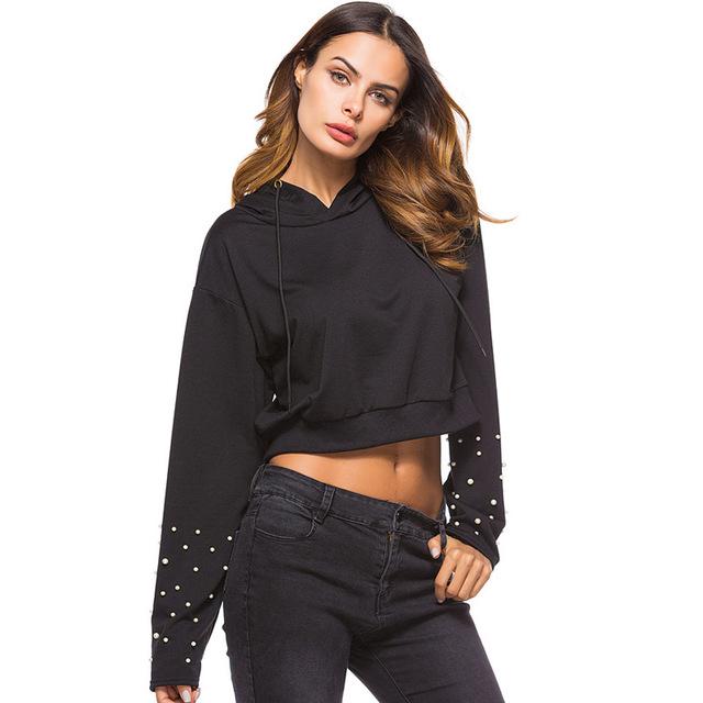 Beading Crop Top Hoodie