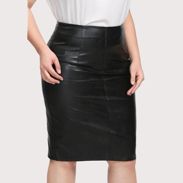 Plus Size Faux Leather Pencil Skirt