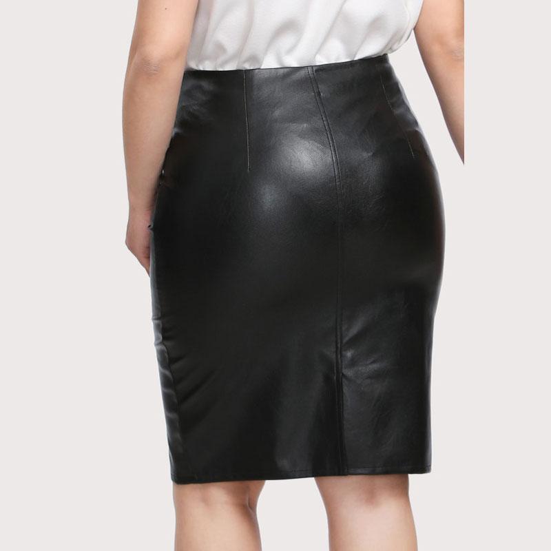 Plus Size Faux Leather Pencil Skirt