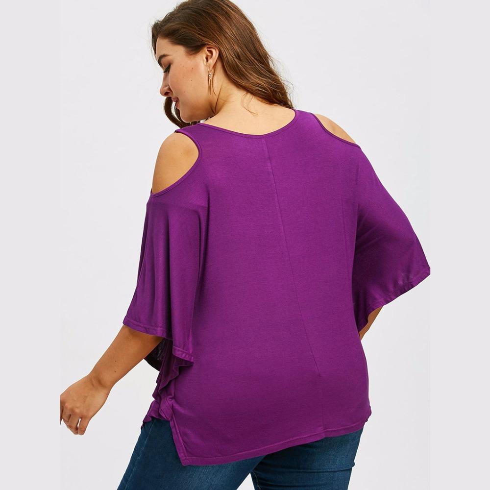 Plus Size Cold Shoulder Lace V-Neck Top