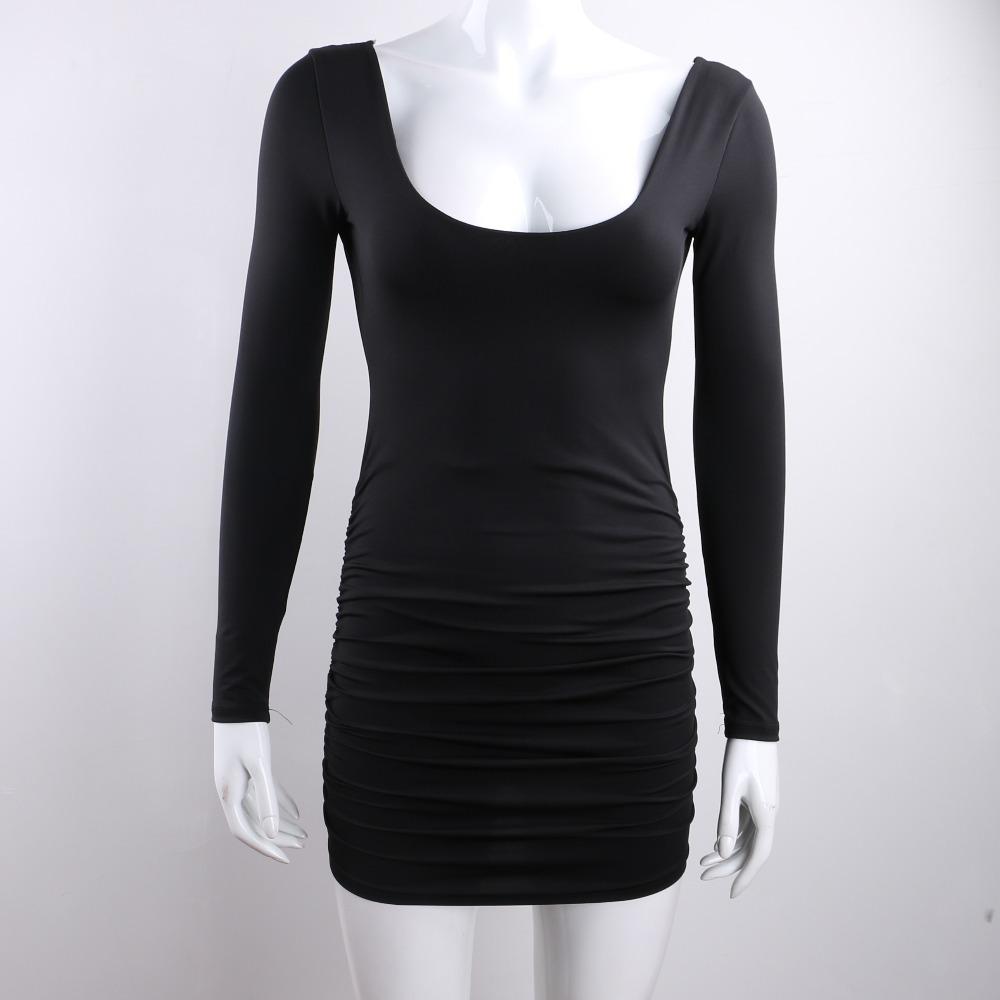 Backless Long Sleeve Wrap Mini Dress