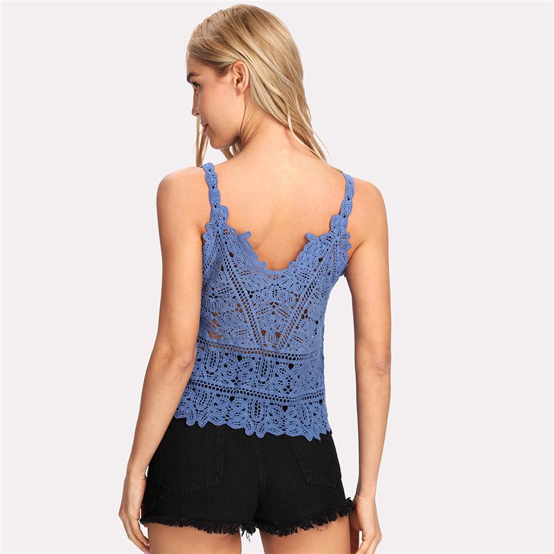 Vintage Blue Crochet Lace Camisole