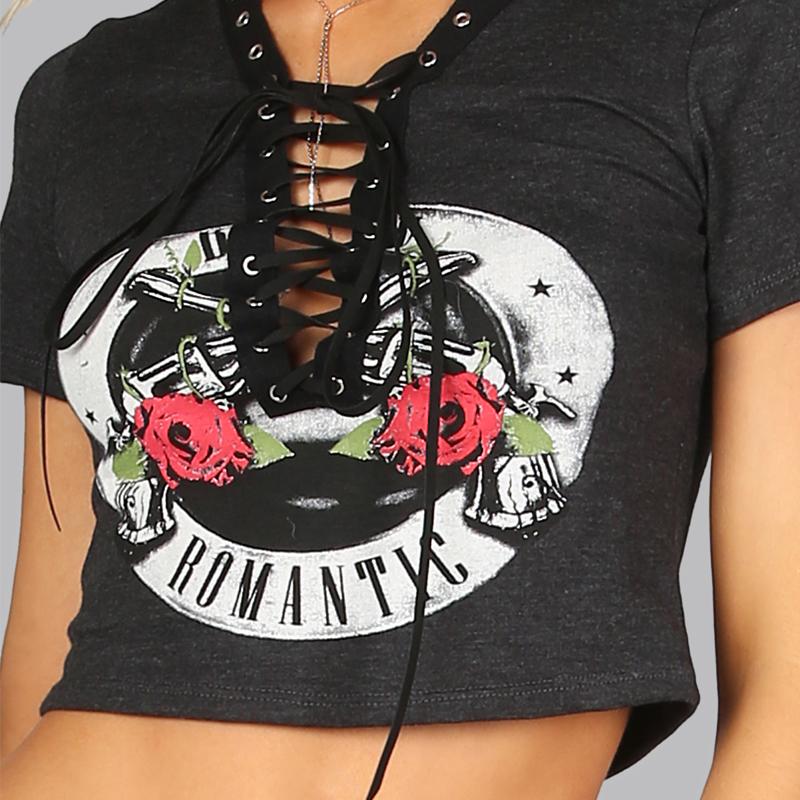 Lace Up Romantics Crop Short Sleeve