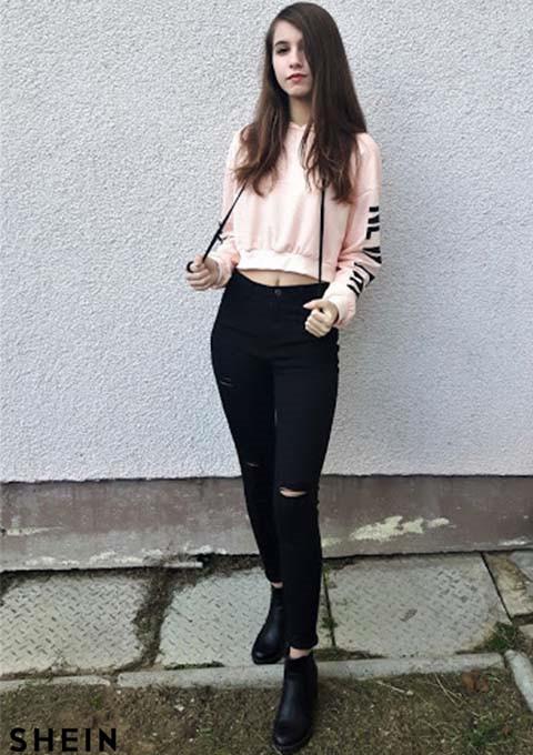 Ripped Punk Black Skinny Jeans