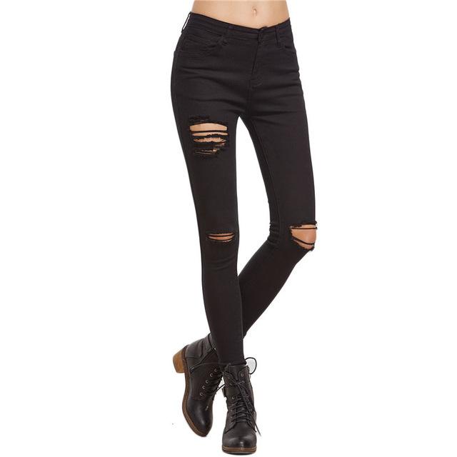 Ripped Punk Black Skinny Jeans