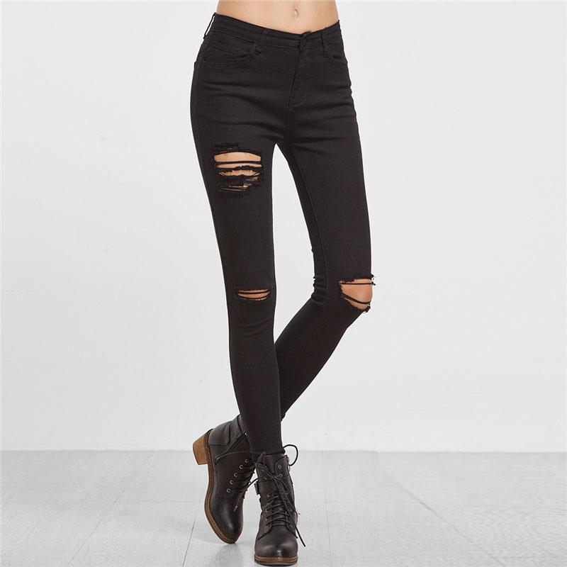 Ripped Punk Black Skinny Jeans