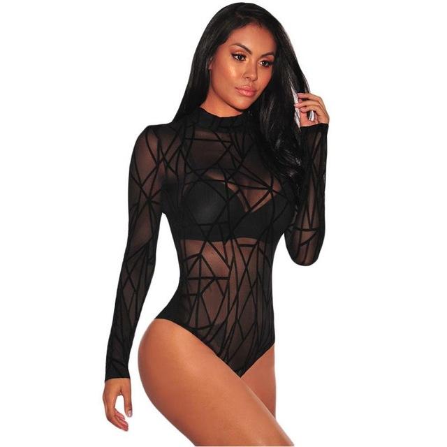 Transparents Abstract Striped Bodysuit