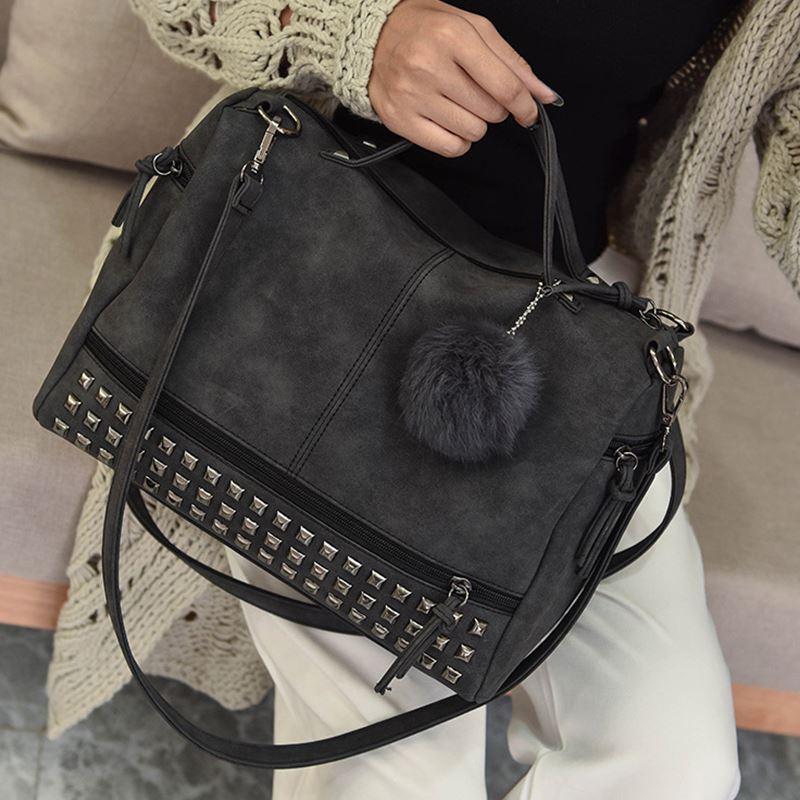 Studded Leather Shoulder Purse