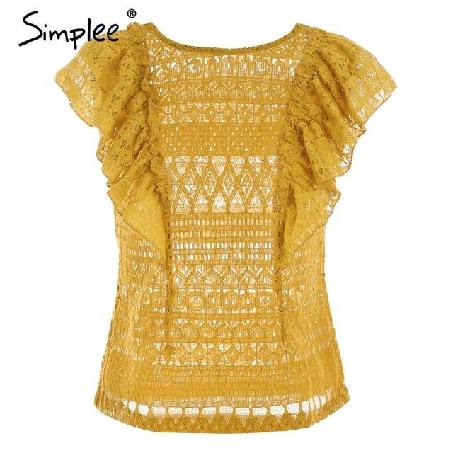 Ruffle Lace Detail Flutter Sleeve Too