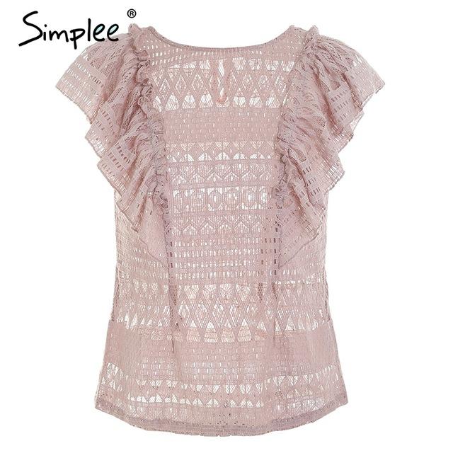Ruffle Lace Detail Flutter Sleeve Too