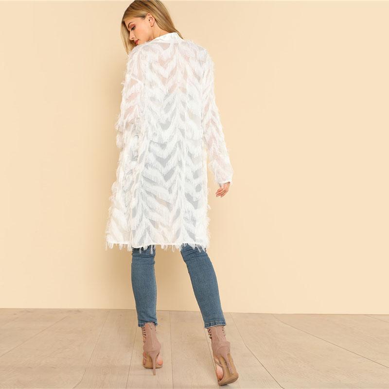 White Fringe Tassel Long Kimono