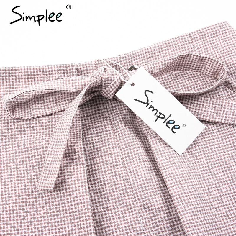 Plaid Tie Up High Waist Cotton Short