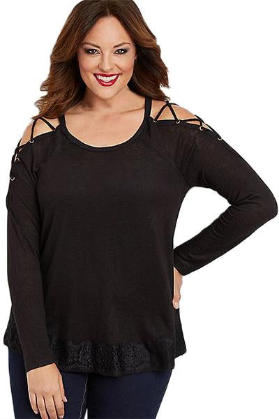 Lace Up Long Sleeve Blouse