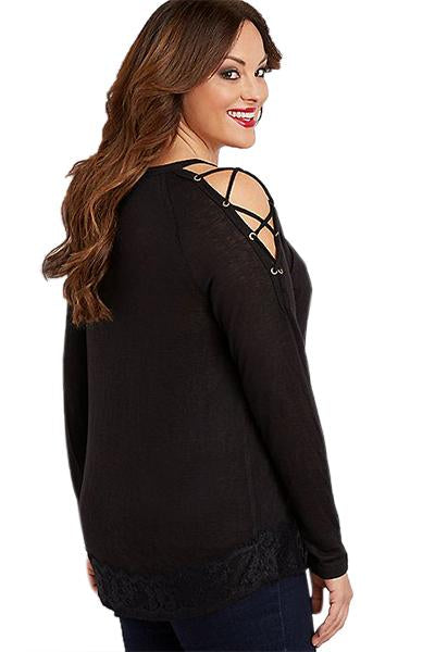 Lace Up Long Sleeve Blouse
