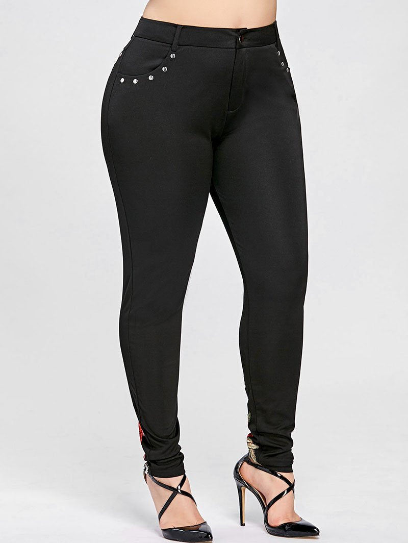 Plus Size Floral Studded Leggings