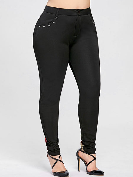 Plus Size Floral Studded Leggings