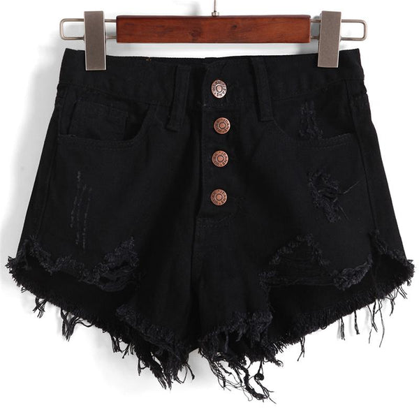 Ripped Fray Hem Denim Shorts