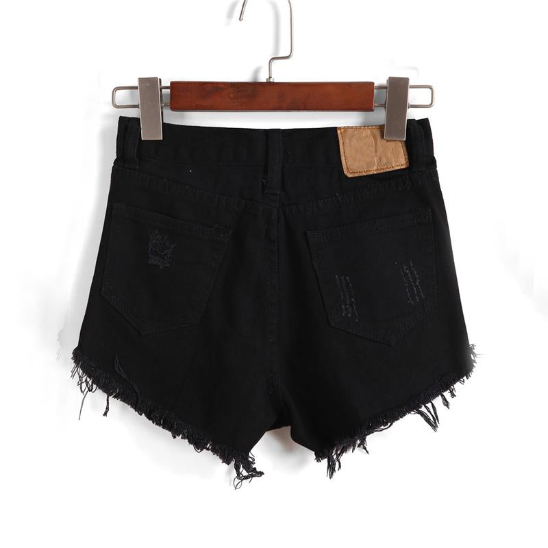 Ripped Fray Hem Denim Shorts