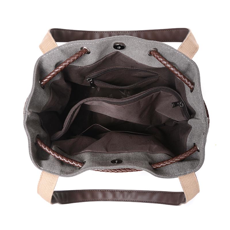 Vintage Flower Printed Canvas Bucket Shoulder Bags