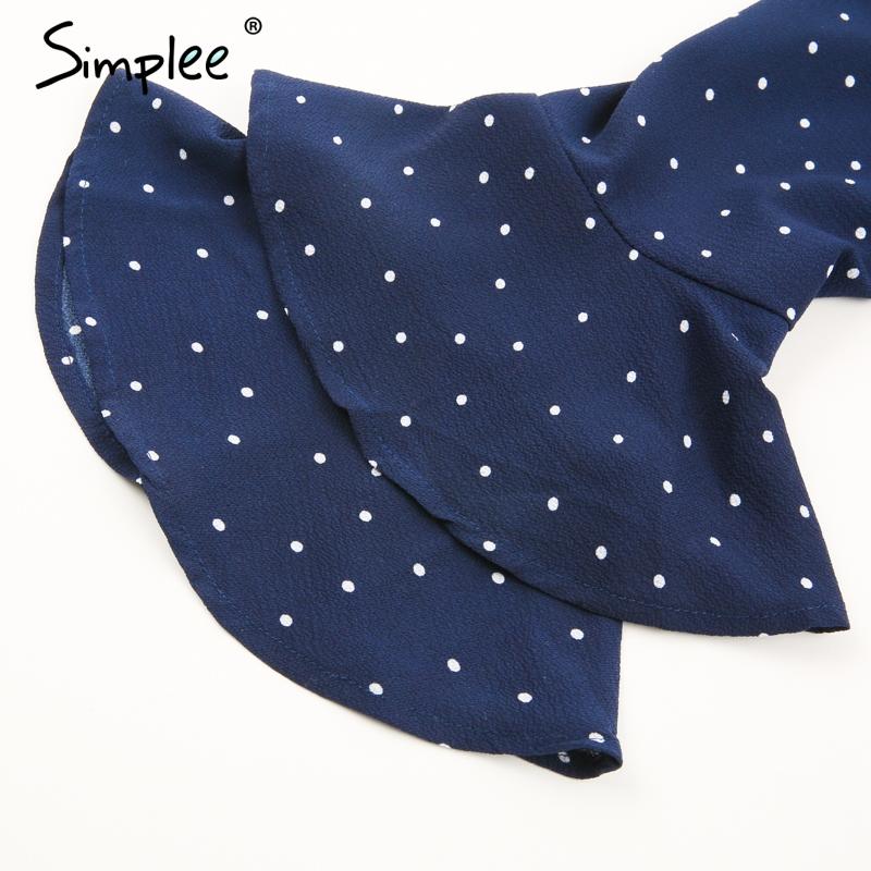 Off Shoulder Flare Sleeve Polka Dot Romper