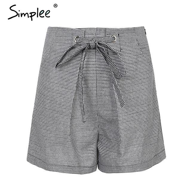 Plaid Tie Up High Waist Cotton Short