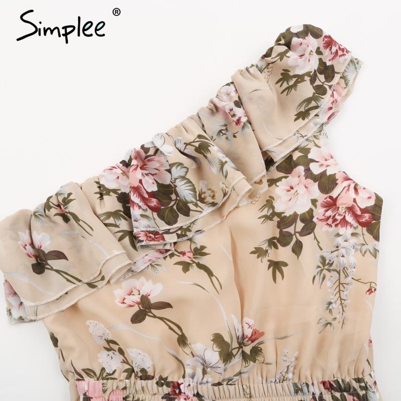One Shoulder Tiered Ruffle Boho Jumpsuit