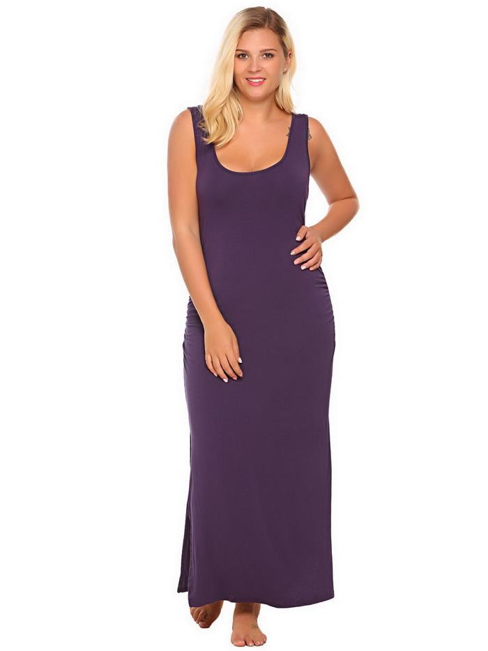 Plus Size Sleeveless Side Slit Maxi Dress