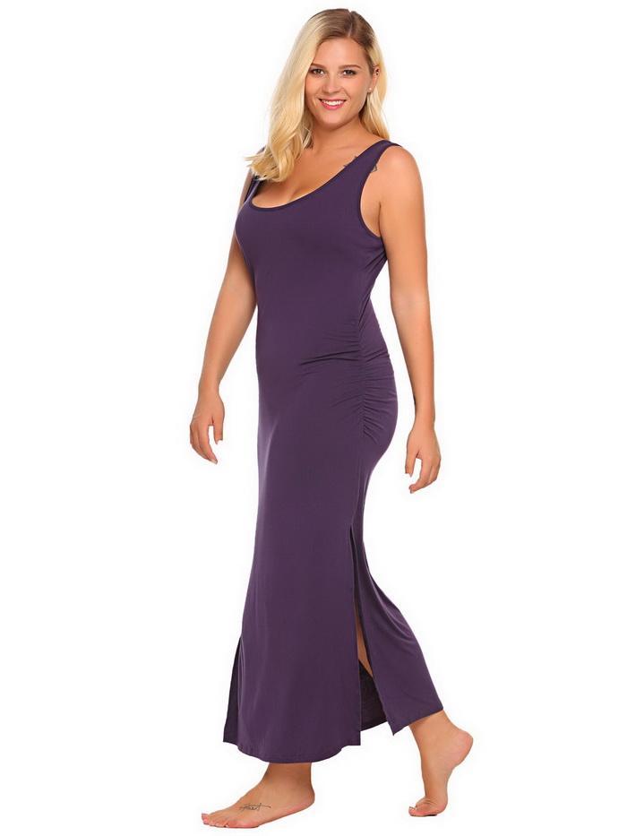 Plus Size Sleeveless Side Slit Maxi Dress
