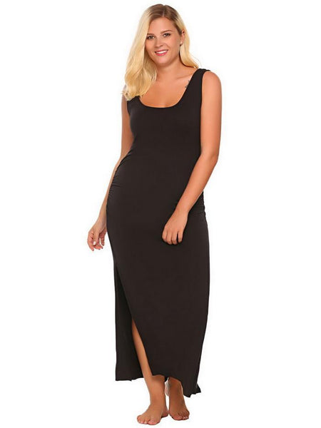 Plus Size Sleeveless Side Slit Maxi Dress